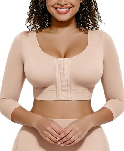 FeelinGirl Post Surgery Compression Bra Front Closure Breast Shaper for Women Posture Corrector Tops with Breast Support Band