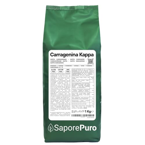 SaporePuro Kappa Carragenina en Polvo 1000 g – Sin Gluten – Gelificante y Estabilizante para Preparaciones Saladas, Productos Cárnicos, Gelatinas y Postres