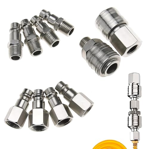 Astarye Set di 10 Accoppiamenti Rapidi per Aria Compressa Euro 1/4 Pollice BSP - Connettori per Tubi, Compressori e Linee d'Aria