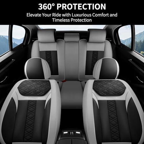 Image of FLORICH Seat Covers, Atomutive Car Seat Covers Full Sets, Waterproof Seat Cover for Cars, Luxury Leather Universal Seat Cover Accessories Fit for Most Cars SUV Truck Sedans(Grey)