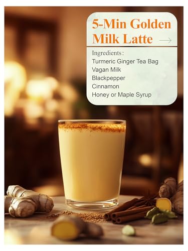Image of LOOMICA Turmeric Ginger Tea Bags, Caffeine Free, 100% Natural Warm & Spicy Herbal Blend with Zesty Turmeric and Ginger for Comfort, Individually Wrapped Bags, 20 Counts