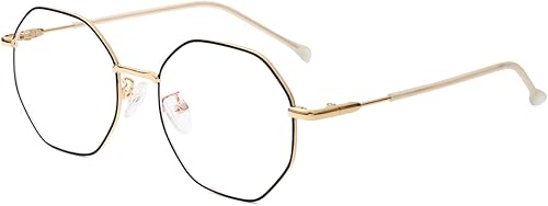 JOVAKIT Lentes de bloqueo de luz azul polĂgono para mujeres y hombres anteojos de metal cuadrados octágono vintage sin receta JOVAKIT Lentes de bloqueo de luz azul polĂgono para mujeres y hombres anteojos de metal cuadrados octágono vintage sin receta