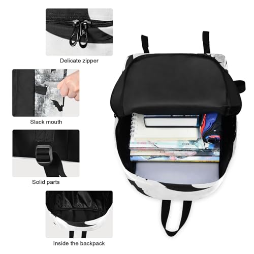 Backpack Lunch Bag Set Bats Shadow Print, Big Storage Travel Backpacks with Insulated Lunch Box for Office Hiking Picnic3