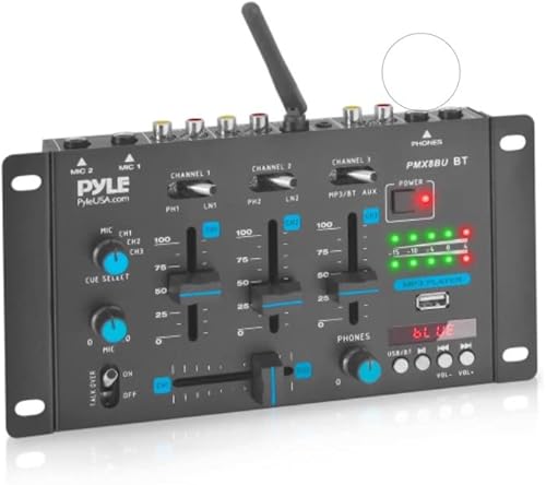 Mezclador de audio inalámbrico para DJ mezclador de sonido compatible con Bluetooth de 3 canales micrófono de conversación lector USB entrada de