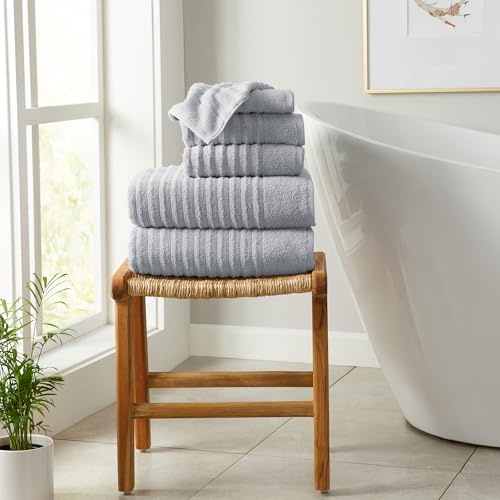 Great Bay Home Grey Bath Towel Set - 100% Combed Cotton 6 Piece Towel Set cover
