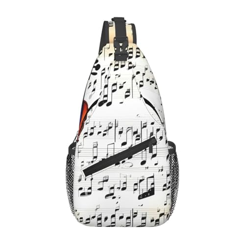 KLJnmbb Sac à dos en croix pour violon imprimé partition musicale diagonale pour homme femme voyage gym usage quotidien urbain