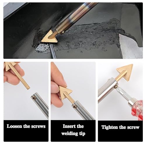 Image of 4PCS Plastic Welding Replacement Tips, Soldering Iron Gun Tips, Triangular Copper Head Welder Accessories for Car Bumper Repair