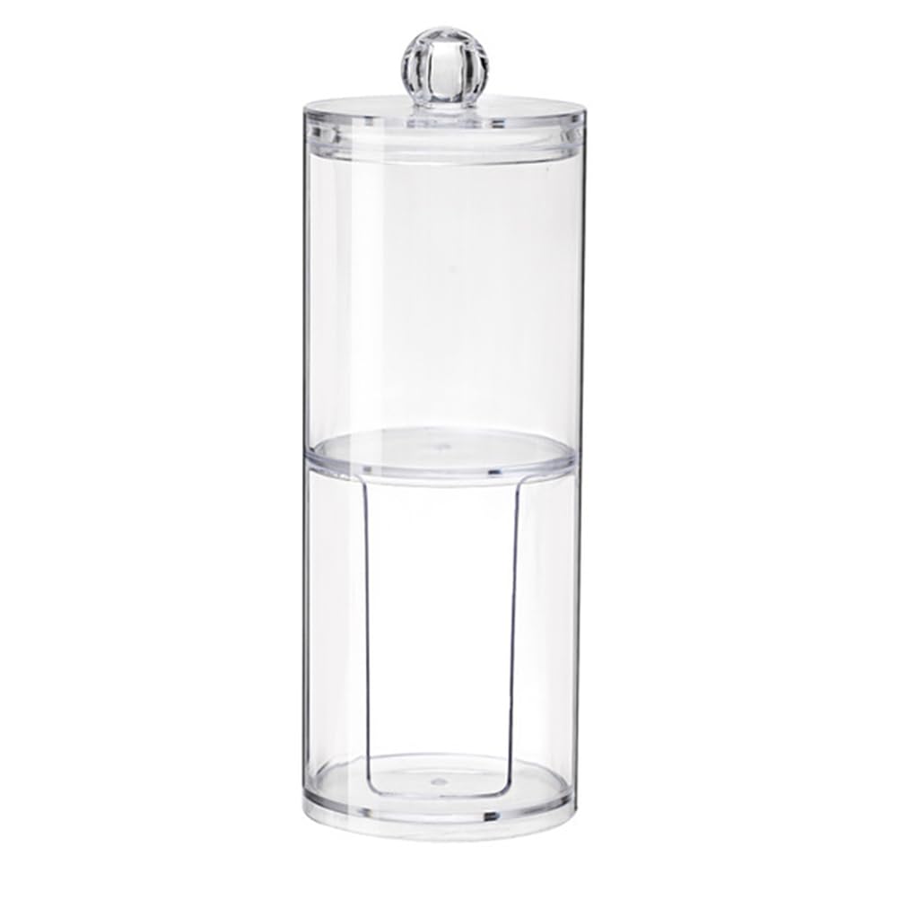 Cabilock 1pc Double Layer Cotton Swab Storage Box Lid Transparent Makeup Organizer for Cotton Pads and Swabs Neat and Orderly Desktop Sundries Holder for Bathroom and Living Room