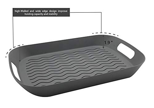 ChopMaster Large Rectangular Anti Slip Serving Tray with Handle (grey) - Thumbnail 3