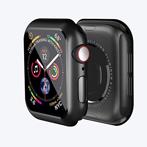 Smiling Case Compatible with Apple Watch SE 2023/Series 6/SE/Series 5/Series 4 40mm with Built in Tempered Glass Screen Protector,Overall Protective Hard PC Case Ultra-Thin Cover-Black