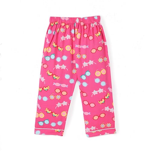 Image of Girls Premium Cotton Full Sleeves Printed Nightsuit Set | Collar Style Night Dress for Girls | Soft & Breathable Pajama Set | Trendy Kids Sleepwear & Nightwear