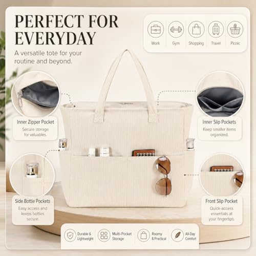 Image of LEDAOU Large Beach Bag Women Waterproof Sandproof Zipper Beach Tote Pool Bag for Swim Gym Grocery Travel with Wet Pocket