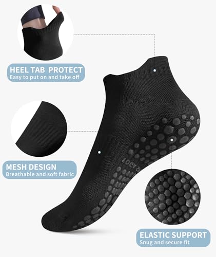 DIBAOLONG Pilates Socks with Grips for Women, Grip Socks Non Slip Yoga Socks for Barre Hospital Grippy Socks 4 Pairs4