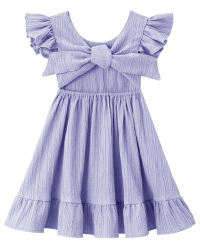 Dutebare Toddler Girls Swing Backless Ruffle Hem Dress 834 Purple 110