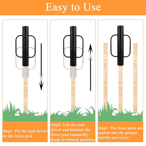 YAYODS T Post Driver, 17 Inch Fence Post Driver with Handle Heavy Duty Hand Post Pounder for U Fence Post Wooden Post (Black)