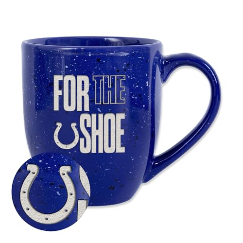 Rico Industries NFL Football Indianapolis Colts For the Shoe 16 oz Team Color Laser Engraved Speckled Ceramic Coffee Mug