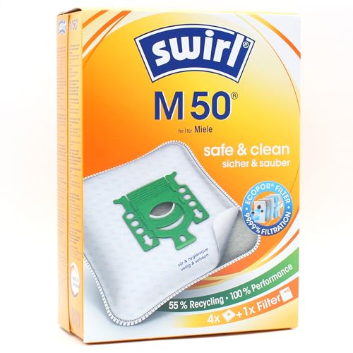 PakTrade 4 Original Swirl M50 - M 50 Staubsaugerbeutel | kompatibel mit Miele SDRP3 SDRP4 SEAC0 SEAE1 SEAG0 SEAJ0 SEAJ1