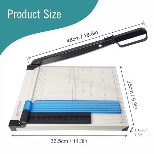EXTRIC Paper Cutter Heavy Duty, 12" Paper Trimmer with Safety Guard, Guillotine Papers Cutter for Classroom and Office, Heavy Duty Metal Base, Magnetic Guide, Laser Printed Scale - Image 3