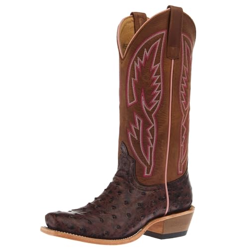 Macie Bean Women`s Antique Brown Ostrich Print Vamp 13In Tan Mad Cat Top Boot
