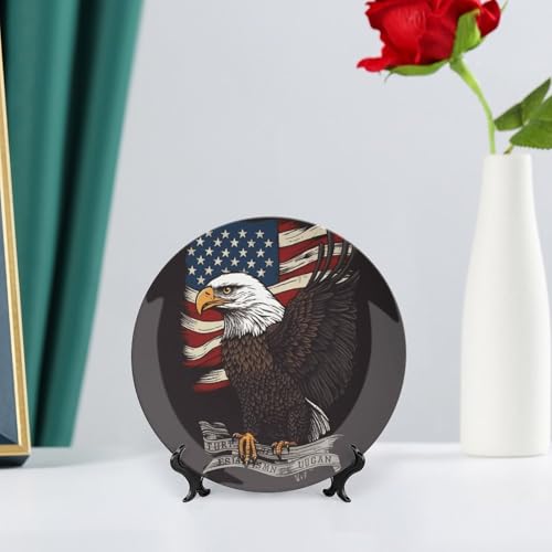 Plato decorativo de porcelana USA Patriotic Eagle 6 pulgadas miniatura 6
