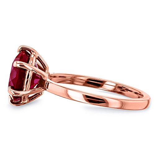 Kobelli Created Red Ruby 6-Prong Solitaire Ring 10mm 14k Rose Gold2