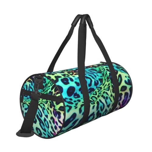 Travel Duffel Bag Sports Gym Bag With Shoes Compartment,Lightweight Overnight Weekender Bag Green Leopard Yoga Gym Sports Bag For Men Women2