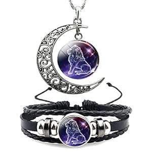 12 Zodiac Constellation Necklace Bracelet Time Gemstone Horoscope Astrology Moon Crescent Necklace for Women Men Birthday Gift Jewelry