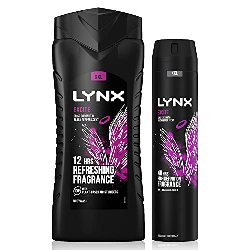 Lynx 12 Hour Refreshing Excite Shower Gel, 500 with Lynx 48 Hour Excite Body Spray 250ml Leaving you smelling great, Dermatologically Tested, Keep Smelling Irresistible!