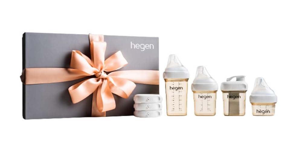 Hegen Essentials Starter Kit-Feeding Bottle Set (60ml,150ml,240ml Sizes) with Breast-Like Teats & Storage Lids,Express-Store-Feed System,PCTO™(Press-to-Close Twist-to-Open Closure),BPA-Free,Anti-Colic