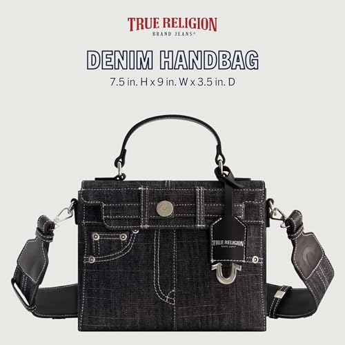 Image of True Religion Women's Shoulder Bag Purse, Jean Pocket Mini Flap Crossbody Handbag with Adjustable Strap