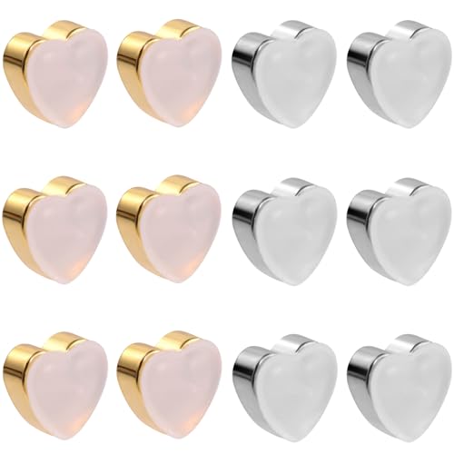 VeekyVicky Silicone Flat Earring Backs for Studs, Clear Comfort Design, 14K Real Gold Plated Pack of 12 - Heart Shape by VeekyVicky - Used condition - US$7.19