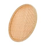 Rundes Serviertablett aus Rattan, gewebt, Frühstücks-Ottomanen-Tablett, rundes Tablett for Frühstücksgetränke, Snacks for Kaffeetisch, Getränke, Bauernhaus, Wohnzimmer, Küche, Dekoration, M/1191