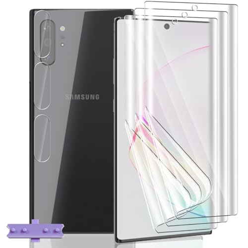 Yieehhow [3+3 Piezas] Protector Pantalla para Samsung Galaxy Note 10 Plus, HD Película TPU Suave y Cristal Templado Protector Cámara, Película Protectora Flexible para Galaxy Note 10 Plus