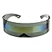 zeroUV - 80s Futuristic Cyclops Cyberpunk Visor Sunglasses with Semi Translucent Mirrored Lens (Smoke/Sun)