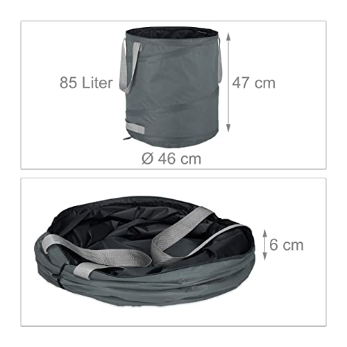 Sac de jardin autoportant Relaxdays de 85L en lot de 3 gris - 4