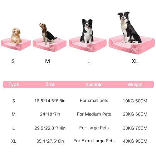 Dog Bed Washable, Dog Crate Mattress with Non skid Bottom, Fluffy Anti Anxiety Dog Beds, Pet Beds Pillow Cushion for Dog Ideal for Labrador, Chihuahua, Springer Spaniel, etc (Pink, L) - Image 3