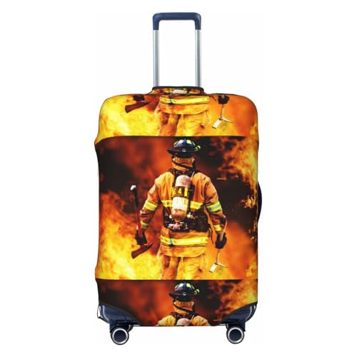 Suitcase Cover For Luggage Firefighter Fireman Flame Print Elastic Washable Stretch Travel Luggage Covers Protector Cover