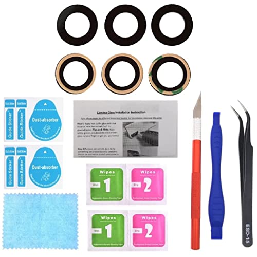 Phonsun Rear Back Camera Lens Glass Replacement For Motorola Moto Edge 2021 Xt2141 Black With Pre-Installed Adhesive/Tool Kit/Instruction (3Pcs Per Set) #TOP16