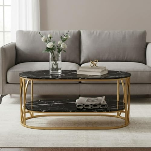 Image of Coffee Table Centre Table (C-BLK-Gold)