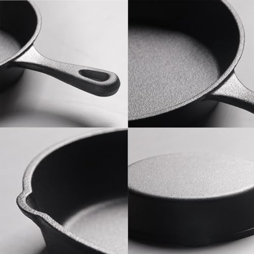 Image of HomeEssentials 20cm Non-Stick Cast Iron Skillet Pan with Silicone Sleeve | Pre-Seasoned Frying Pan, Mini Cast Iron Pan, For Omelette | Induction Friendly | Naturally Nonstick, 100% Pure & Toxin-Free
