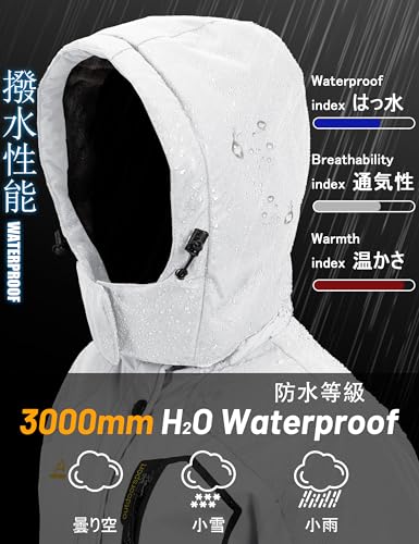 [TACVASEN] アウトドア マウンテンパーカー レディース 多機能 ジャケット 登山 防污 裏起毛 アウター 通気性 スポーツウェア お釣り アウトドアジャケット ホワイト S 3枚目