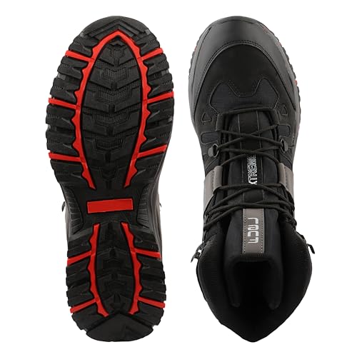 Image of FUEL Force Men's High-Ankle Boots | Rugged & Durable Synthetic Upper | Cushioned Footbed | EVA + Rubber Sole | Lace-Up Boots for Outdoor, Trekking, Hiking, Riding, Travel & Regular Use