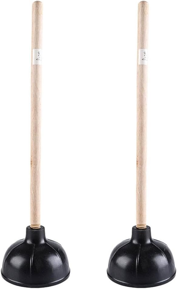 DOITOOL 2Pcs Toilet Plungers with Wooden Handles Strong Suction Bathroom Dredging Tools Easy to Use and Store 22 Inch Durable Cleaning Supplies