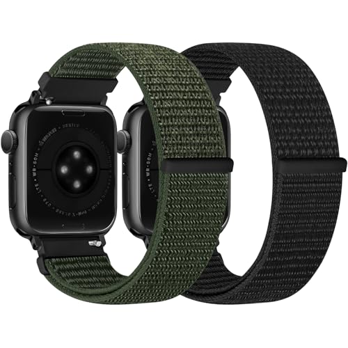 Runostrich Nylon Sport Strap Compatible with Apple Watch Strap 49mm 46mm 45mm 44mm 42mm 41mm 40mm 38mm Women Men, Adjustable Solo Loop Bands for iWatch Series 11 10 9 8 7 6 5 4 3 SE Ultra, 2 Pack