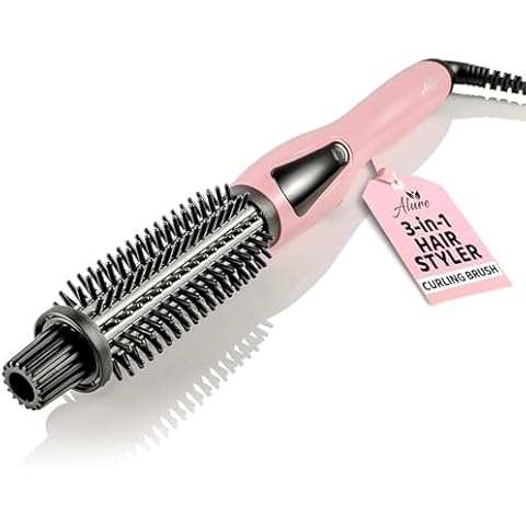 Alure Heated Styling Brush - 3-in-1 Ionic Hair Curler/Straightener with Anti-Scald Nylon Bristles, Electric Curl Wand for All Hair Types, Ideal as a Curling Iron Alternative for Short Hair and Styling Cover