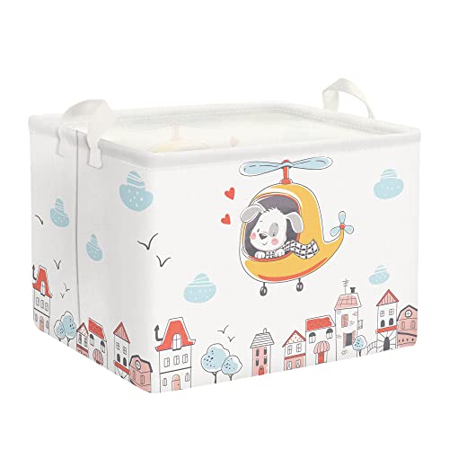 Clastyle Urban Dog Aircraft Nursery Storage Basket Clouds House Rectangle Toy Clothes Book Storage Bin, 36L #TOP19