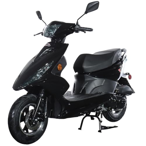 X-PRO Bali 50cc Gas Moped for Adults, Automatic 4-Stroke Engine, 10 Inch Wheels, LED Lights, EPA Approved Street Legal (Black)
