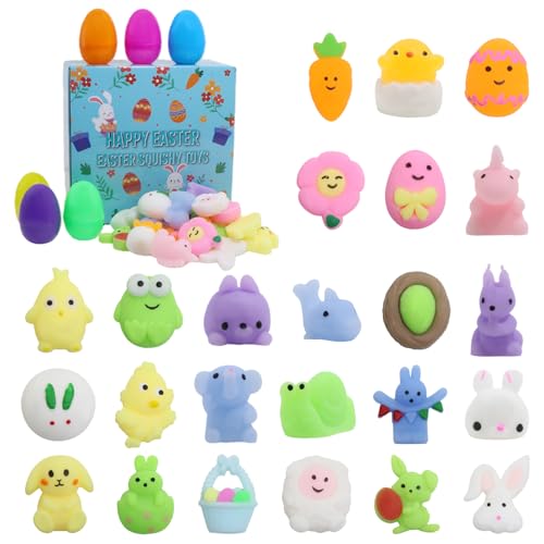 Easter Egg Fillers - 24 Pack Kawaii Mochi Squishy Toys for Easter Basket Stuffers, Mini Cute Squishies Squeeze Toy Party Favors, Easter Gifts for Kids Classroom Prizes School Rewards (Easter+Eggs) - Image 7