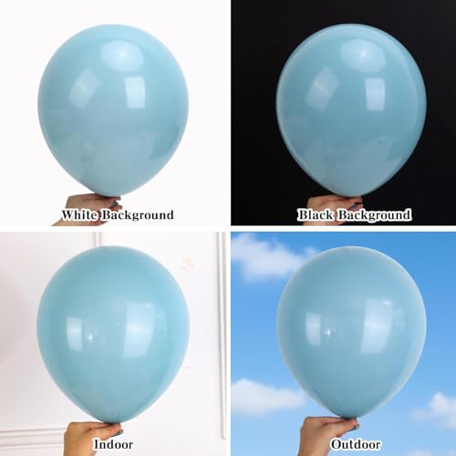 Image of RUBFAC 129pcs Dusty Blue Balloons Different Sizes 18 12 10 5 Inch Latex Haze Blue Balloon Garland Arch for Party Decoration Birthday Wedding Engagements Anniversary Baby Shower Party Supplies
