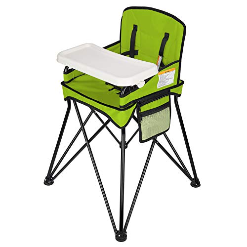 Image of VEEYOO Baby High Chair with Removable Tray - Portable High Chair for Eating and Feeding, Indoor and Outdoor, Compact Fold, Green